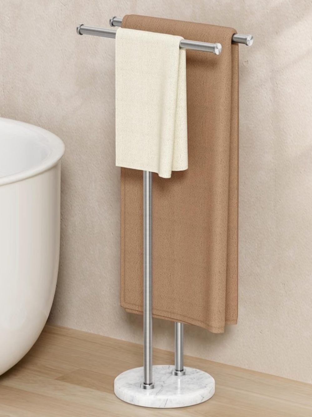 Classic Freestanding Towel Rack with Marble Base NIB